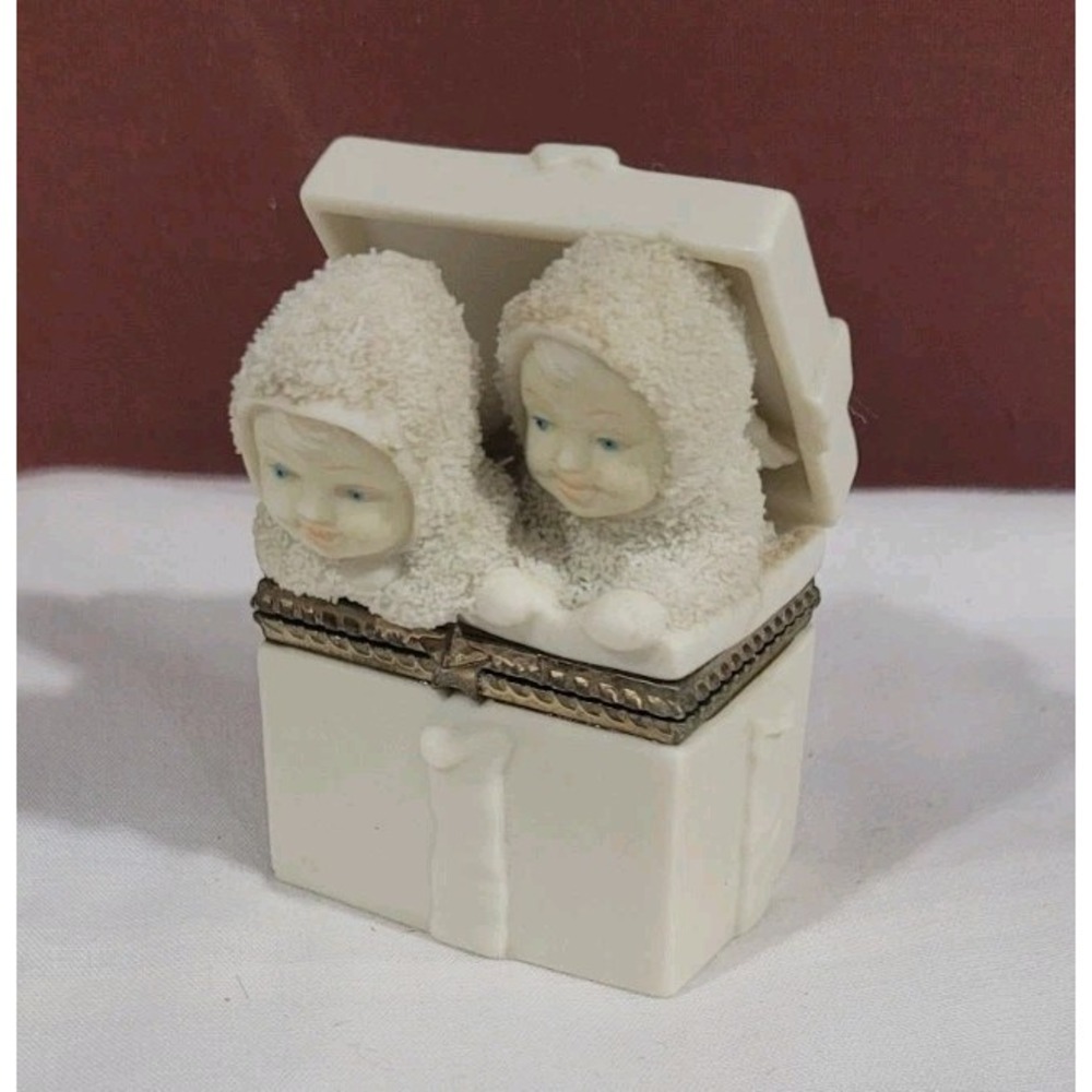 Department 56 Snow Baby "Surprise!" Bisque Porcelain Hinged Trinket Box